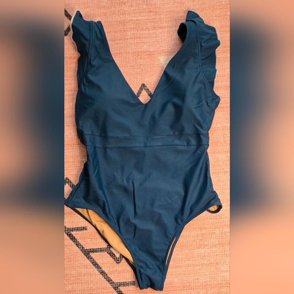 Summersalt Deep Teal One-Piece Swimsuit with V-Neck